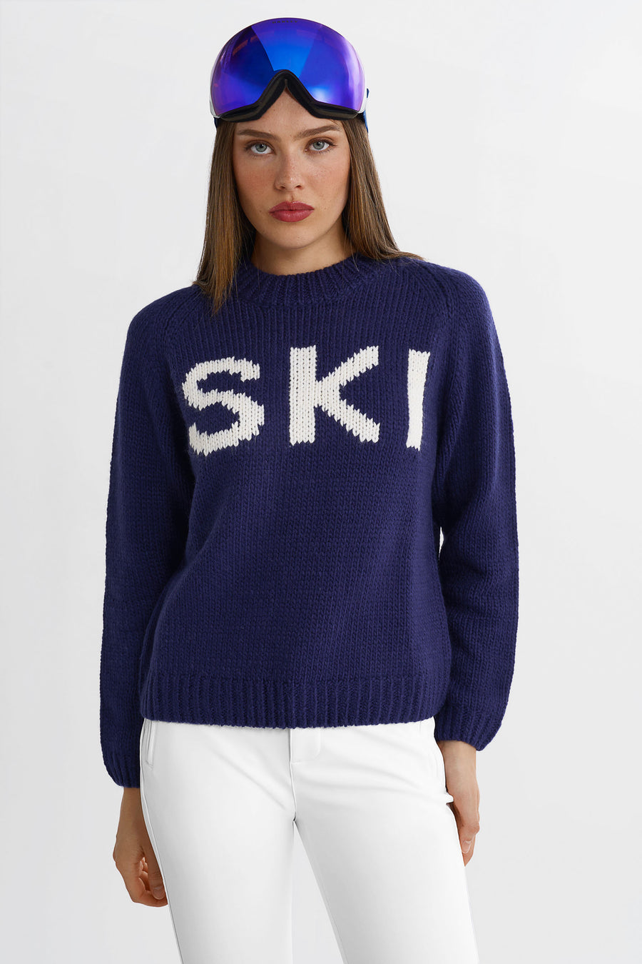 SKI Chunky Knit Sweater · Blå/hvid