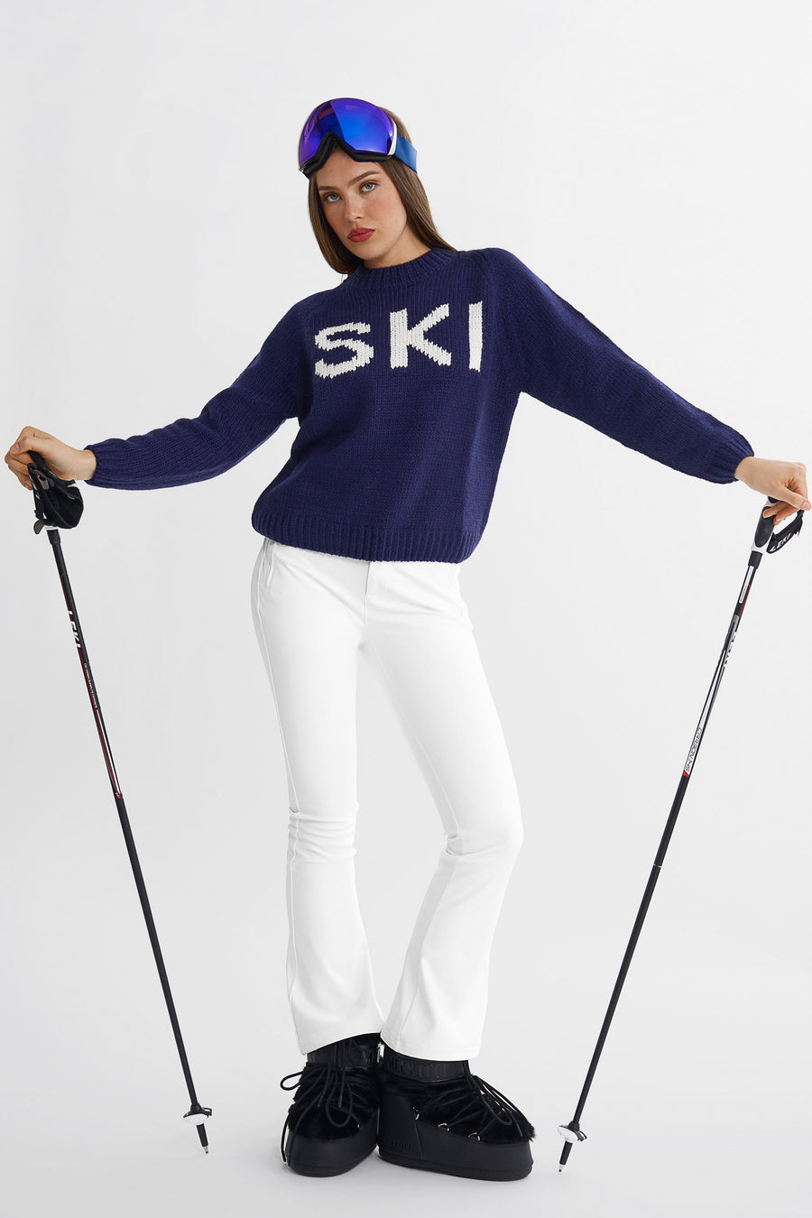 SKI Chunky Knit Sweater · Blå/hvid