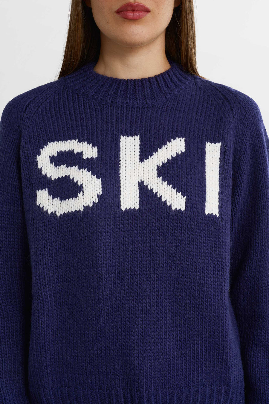 SKI Chunky Knit Sweater · Blå/hvid